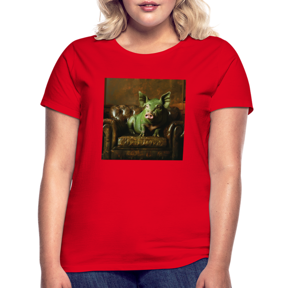 Grön Elegans, T-shirt dam - röd