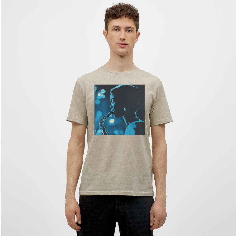 Blå toner i skymningen, T-shirt herr - sandbeige