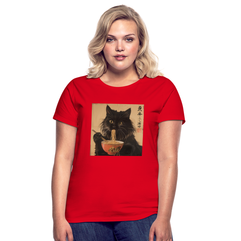 Kejsarens Katt och Ramens Hemlighet, T-shirt dam - röd