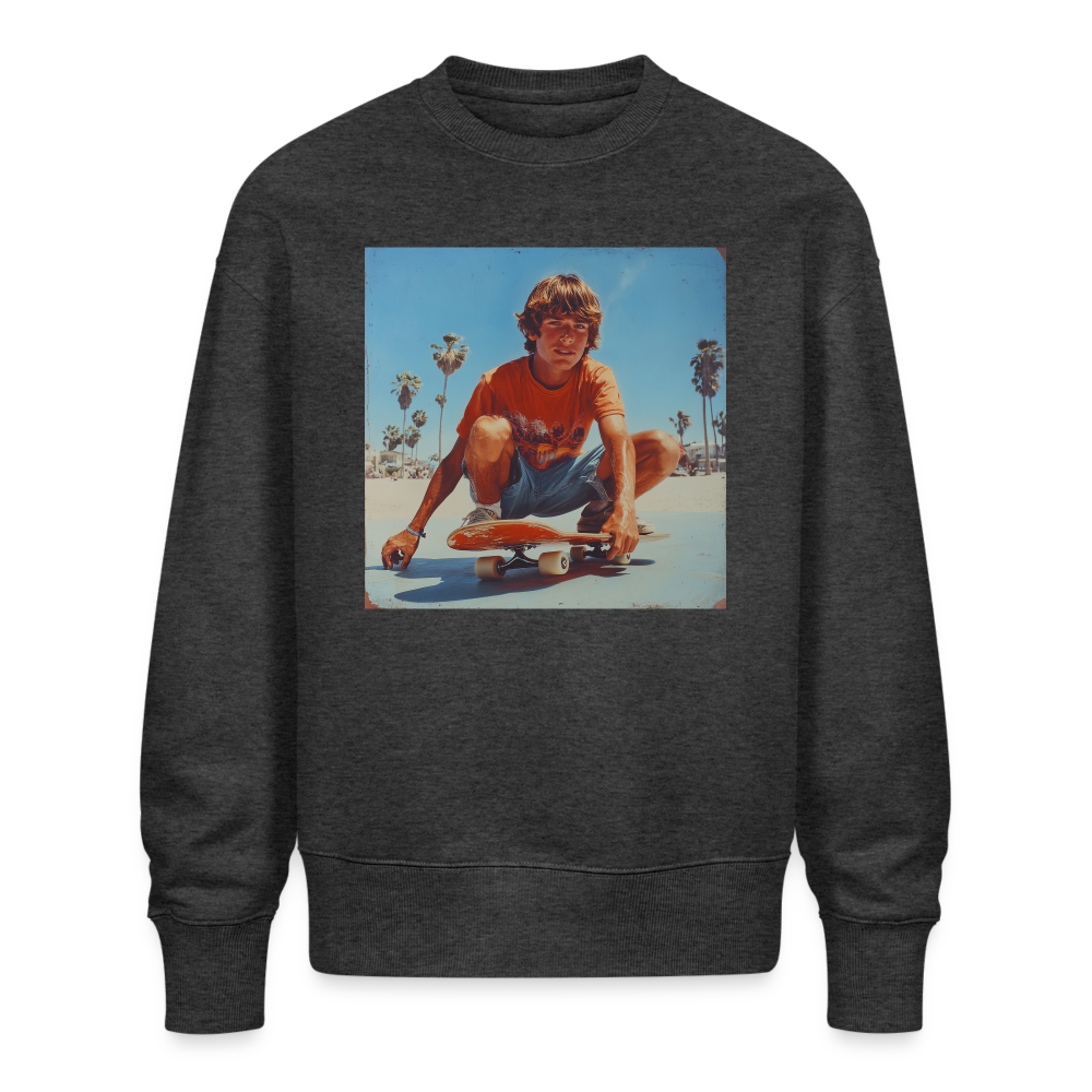 Sunset Vibes, 70s Style, Ekologisk oversizetröja RADDER unisex från Stanley/Stella - mörkgråmelerad