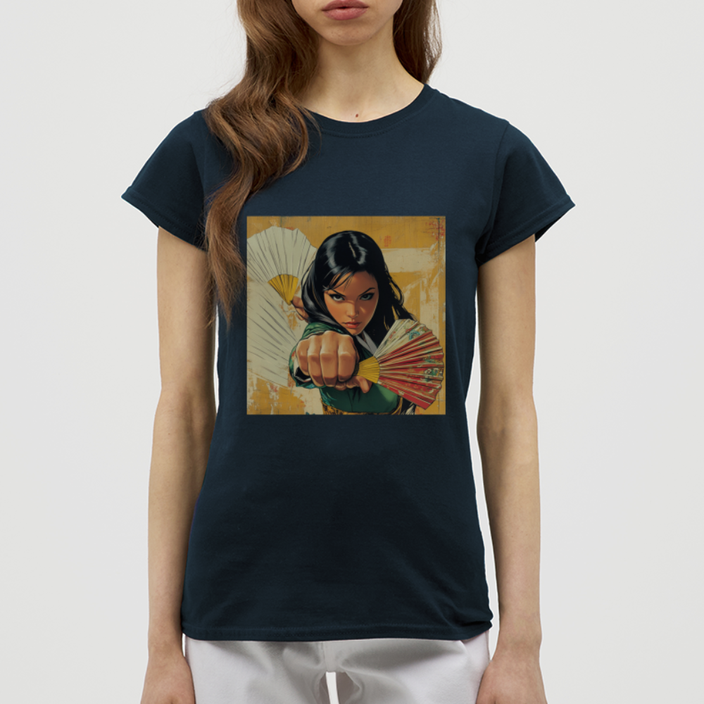 Blå Lotus , T-shirt dam - marinblå