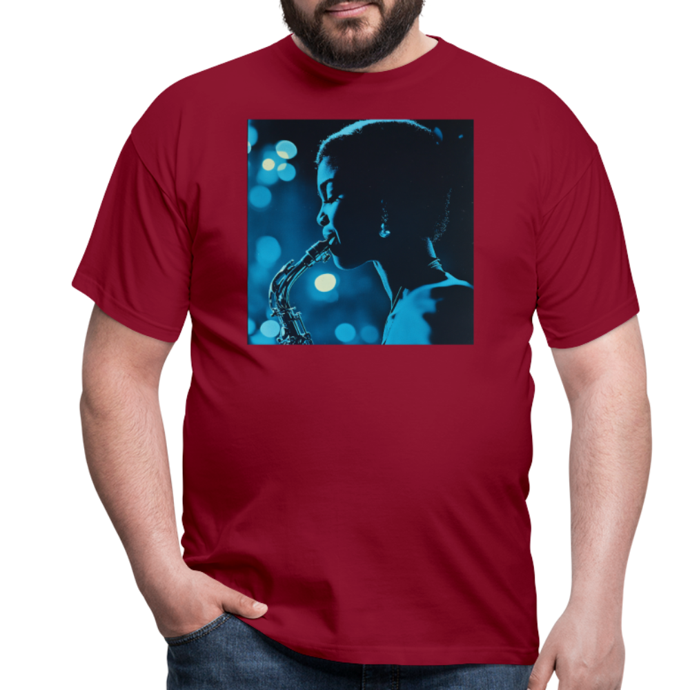 Blå toner i skymningen, T-shirt herr - tegelröd