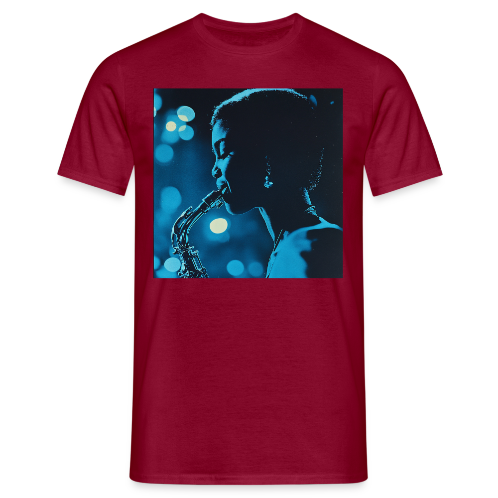 Blå toner i skymningen, T-shirt herr - tegelröd