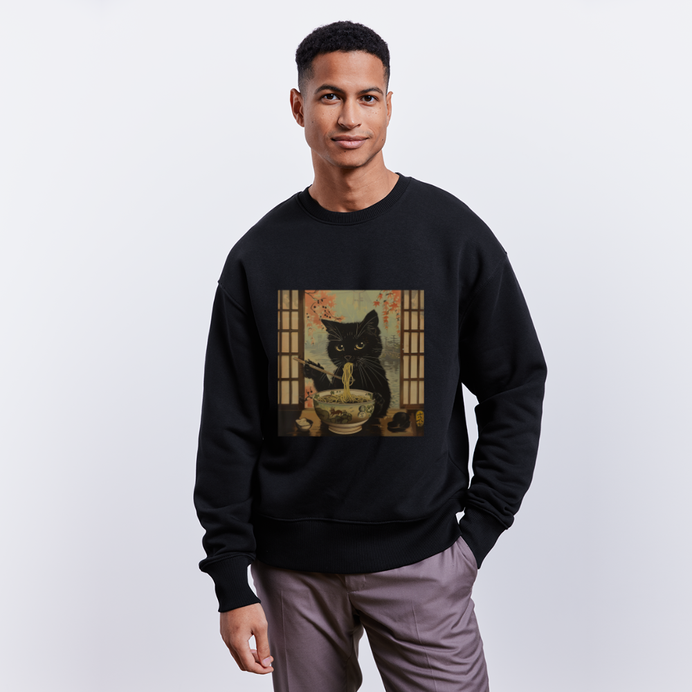 Ramenkatt, Ekologisk oversizetröja RADDER unisex från Stanley/Stella - svart