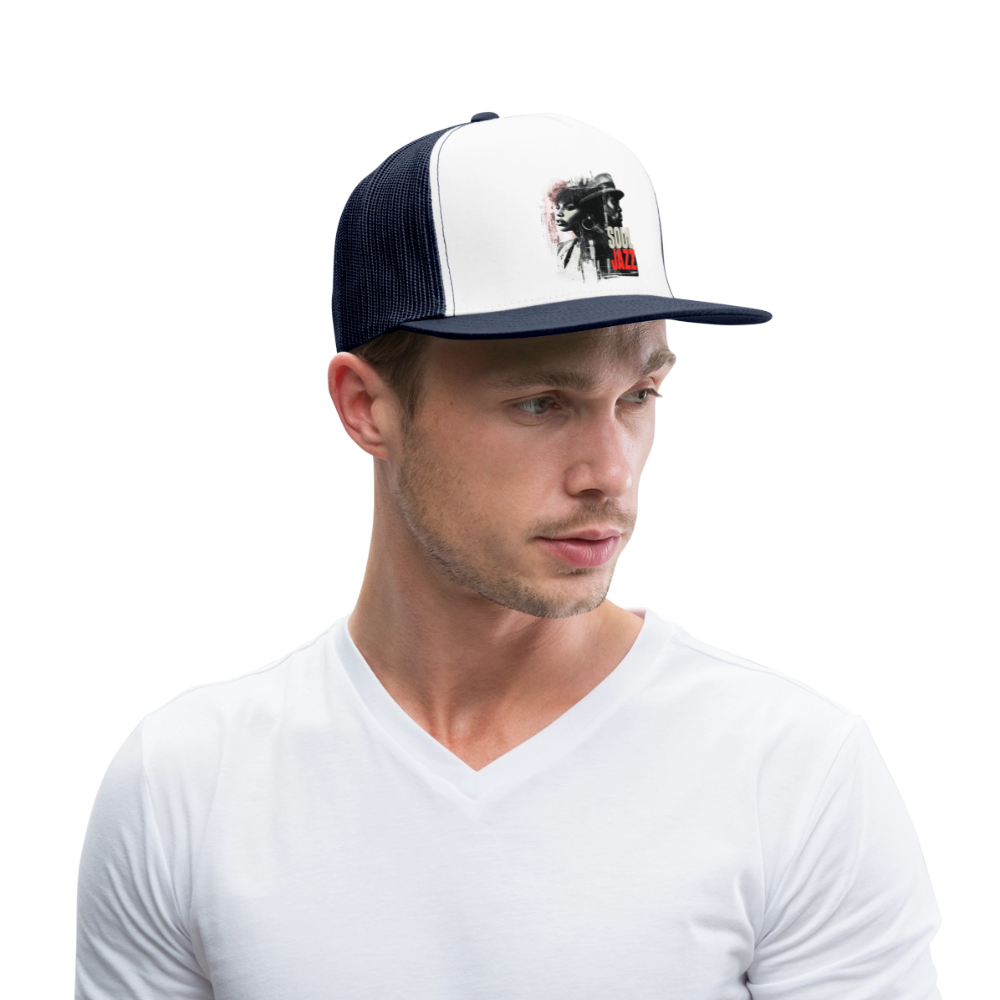Soul Jazz Experience, Trucker Cap - vit/marinblå