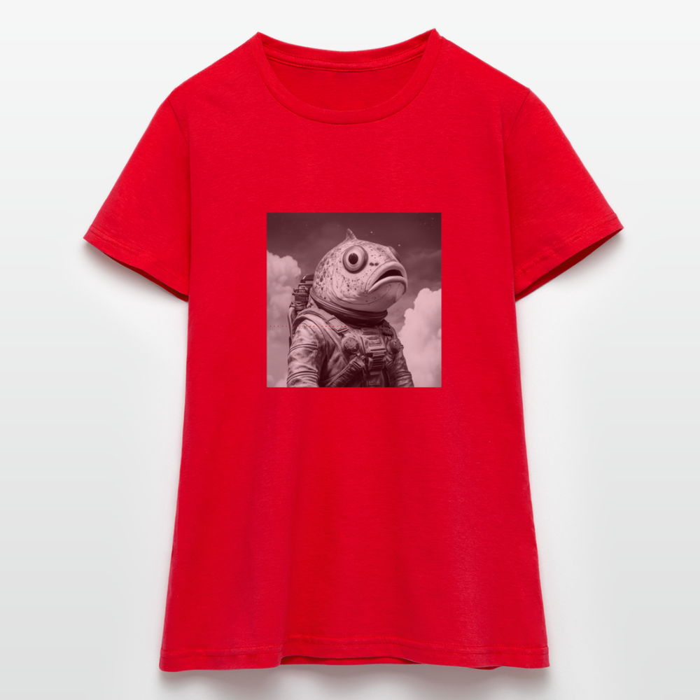 En ensam simtur i universum, T-shirt dam - röd
