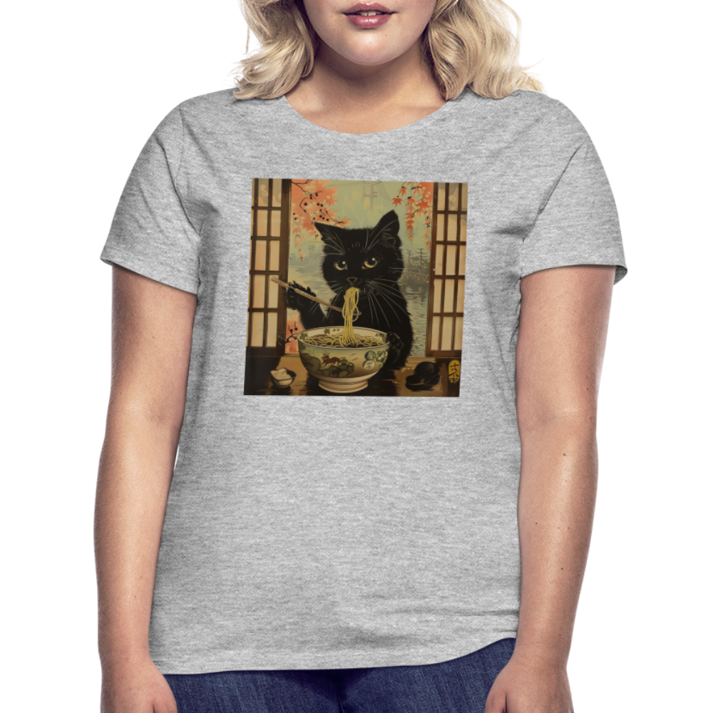 Ramenkatt, T-shirt dam - gråmelerad