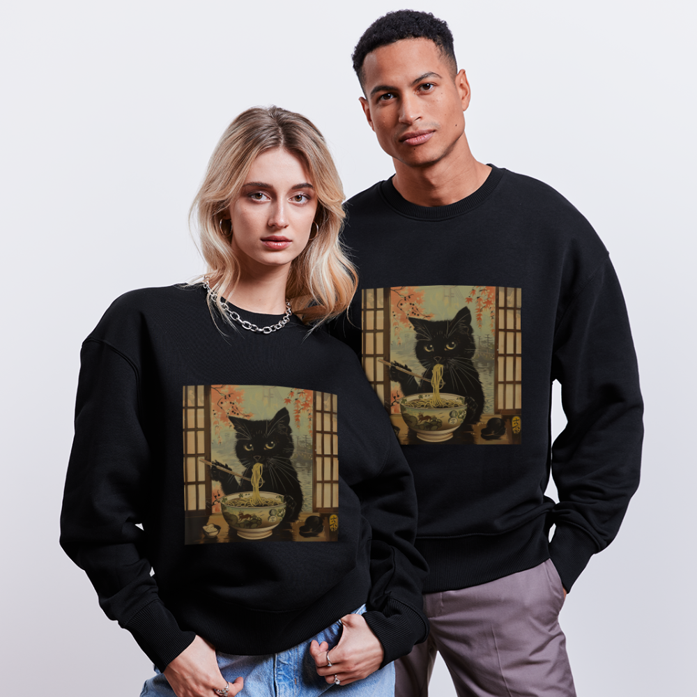 Ramenkatt, Ekologisk oversizetröja RADDER unisex från Stanley/Stella - svart