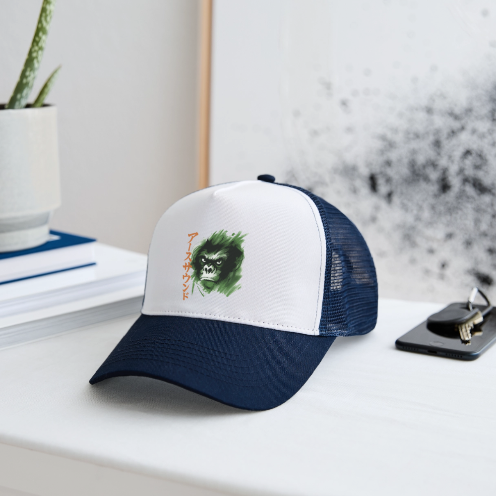 Earth Sound, Trucker Cap - vit/marinblå