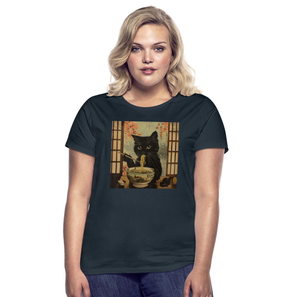 Ramenkatt, T-shirt dam - marinblå