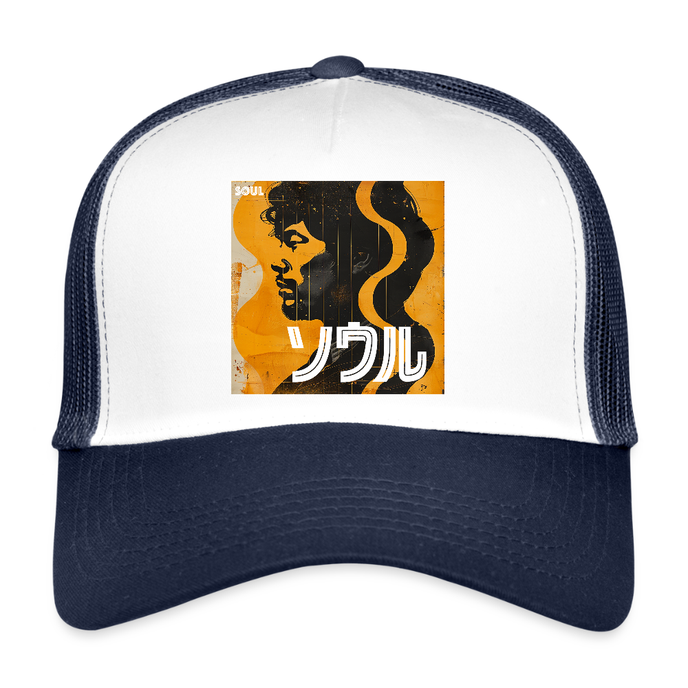Nippon Grooves, Trucker Cap - vit/marinblå