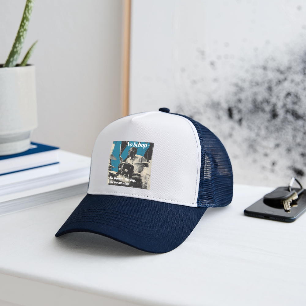 Push It Bebop, Trucker Cap - vit/marinblå