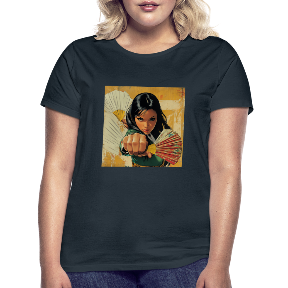 Blå Lotus , T-shirt dam - marinblå