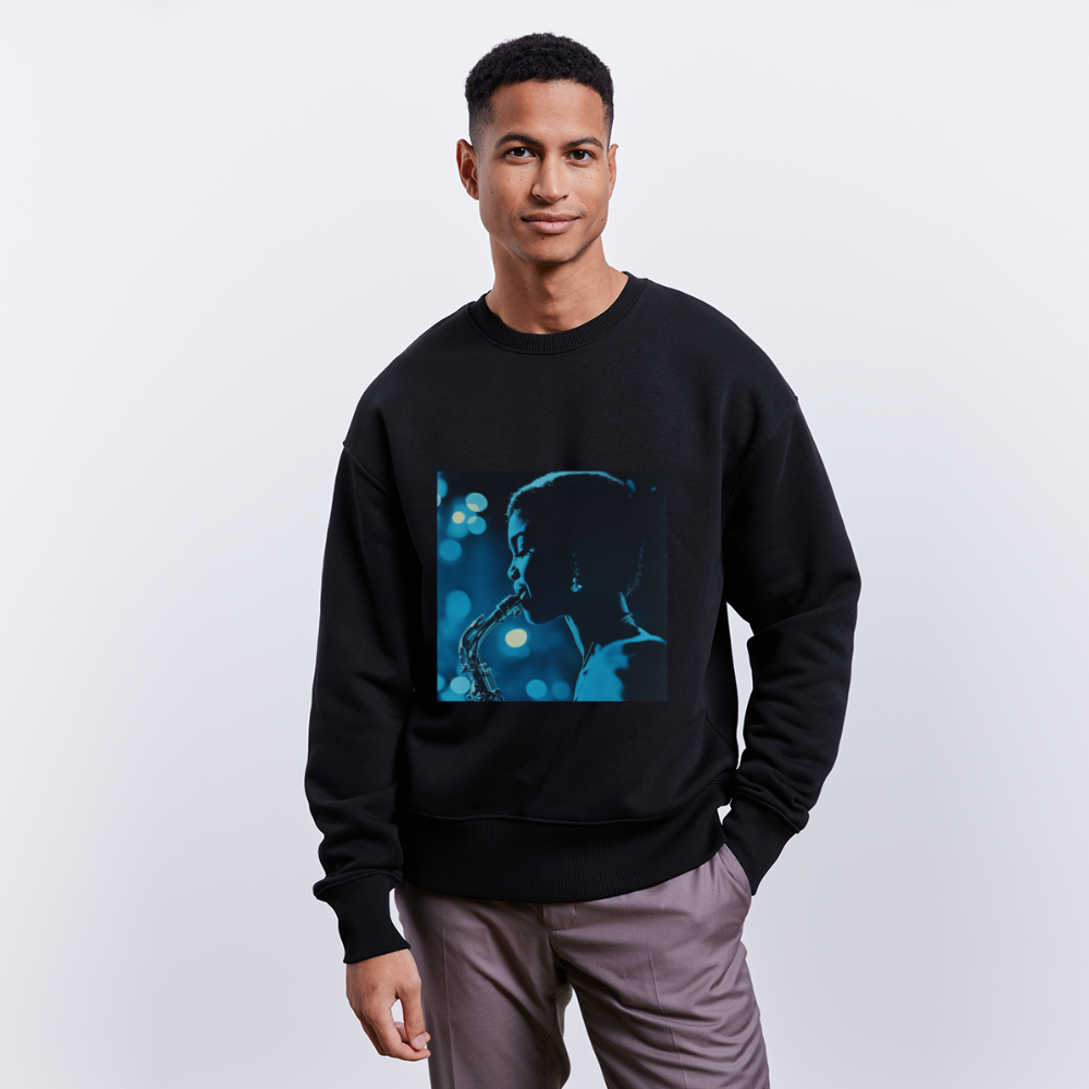 Blå toner i skymningen, Ekologisk oversizetröja RADDER unisex från Stanley/Stella - svart