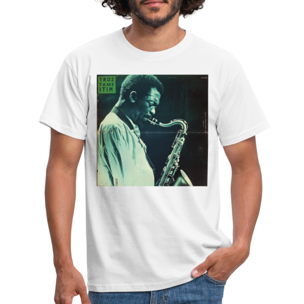 Gåtfull figur i jazzens underground, T-shirt herr - vit