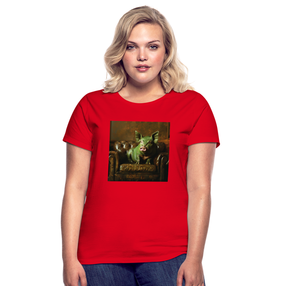 Grön Elegans, T-shirt dam - röd