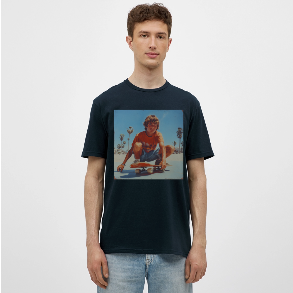 Sunset Vibes, 70s Style, T-shirt herr - marinblå
