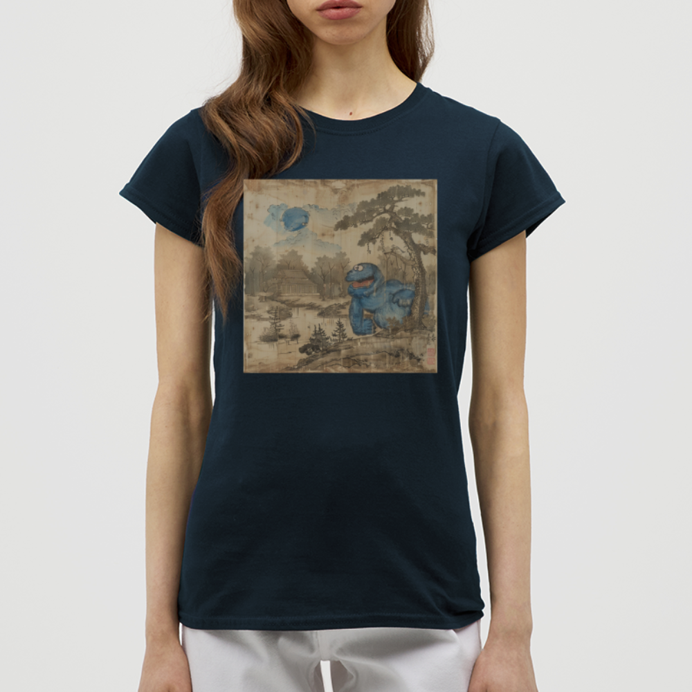 Uramiko vid floden, T-shirt dam - marinblå