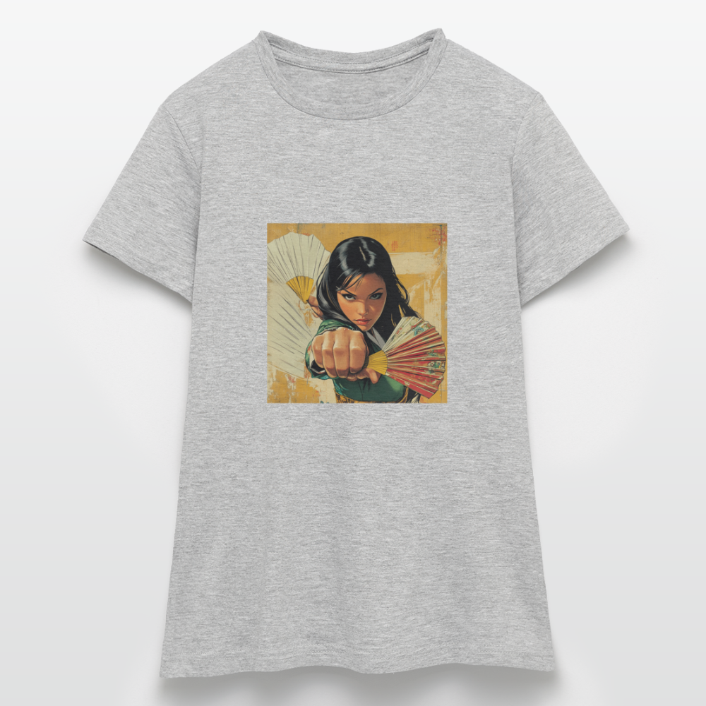 Blå Lotus , T-shirt dam - gråmelerad