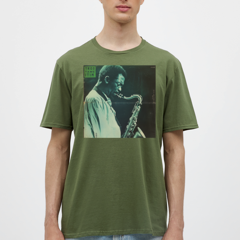 Gåtfull figur i jazzens underground, T-shirt herr - Militärgrön