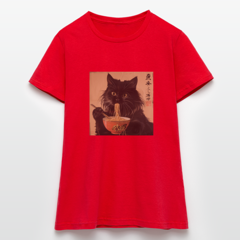 Kejsarens Katt och Ramens Hemlighet, T-shirt dam - röd