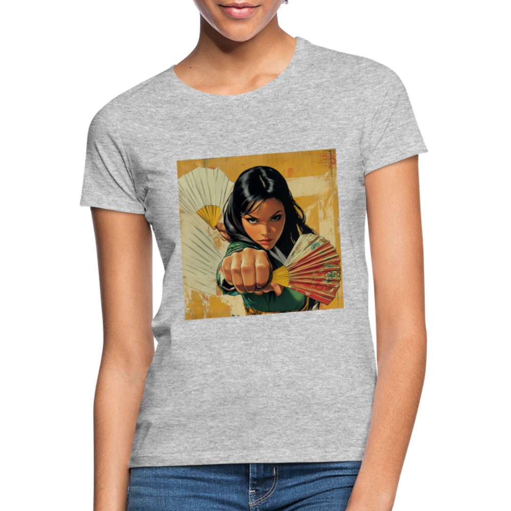 Blå Lotus , T-shirt dam - gråmelerad