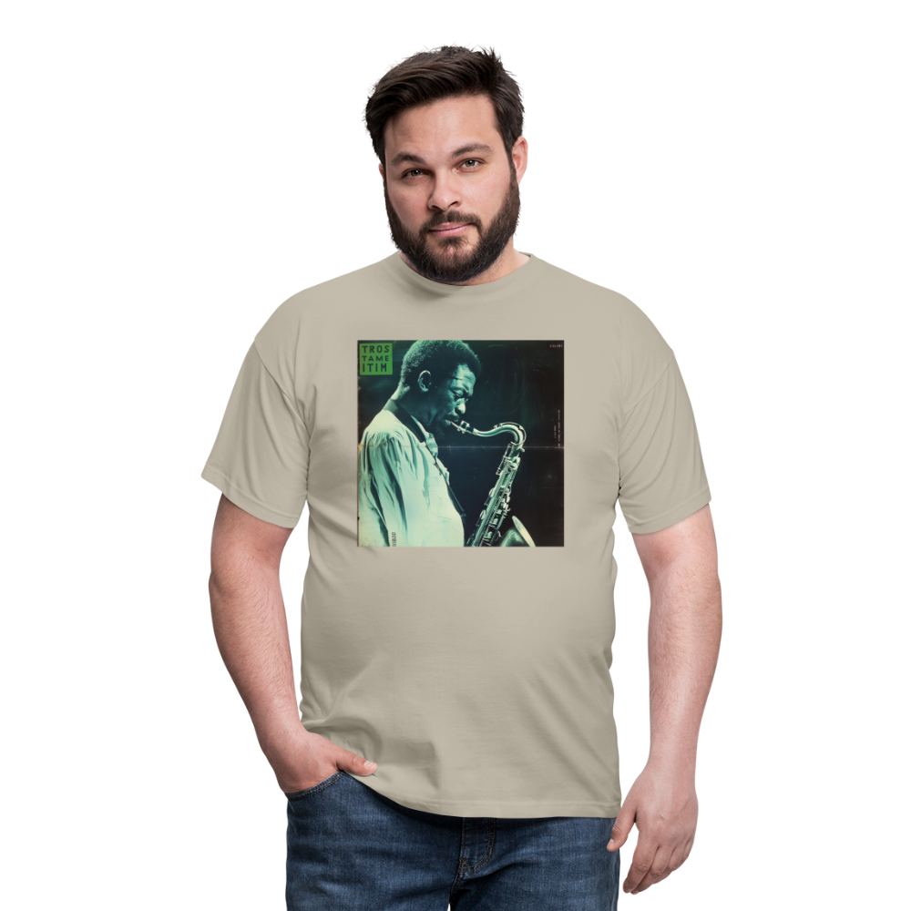 Gåtfull figur i jazzens underground, T-shirt herr - sandbeige