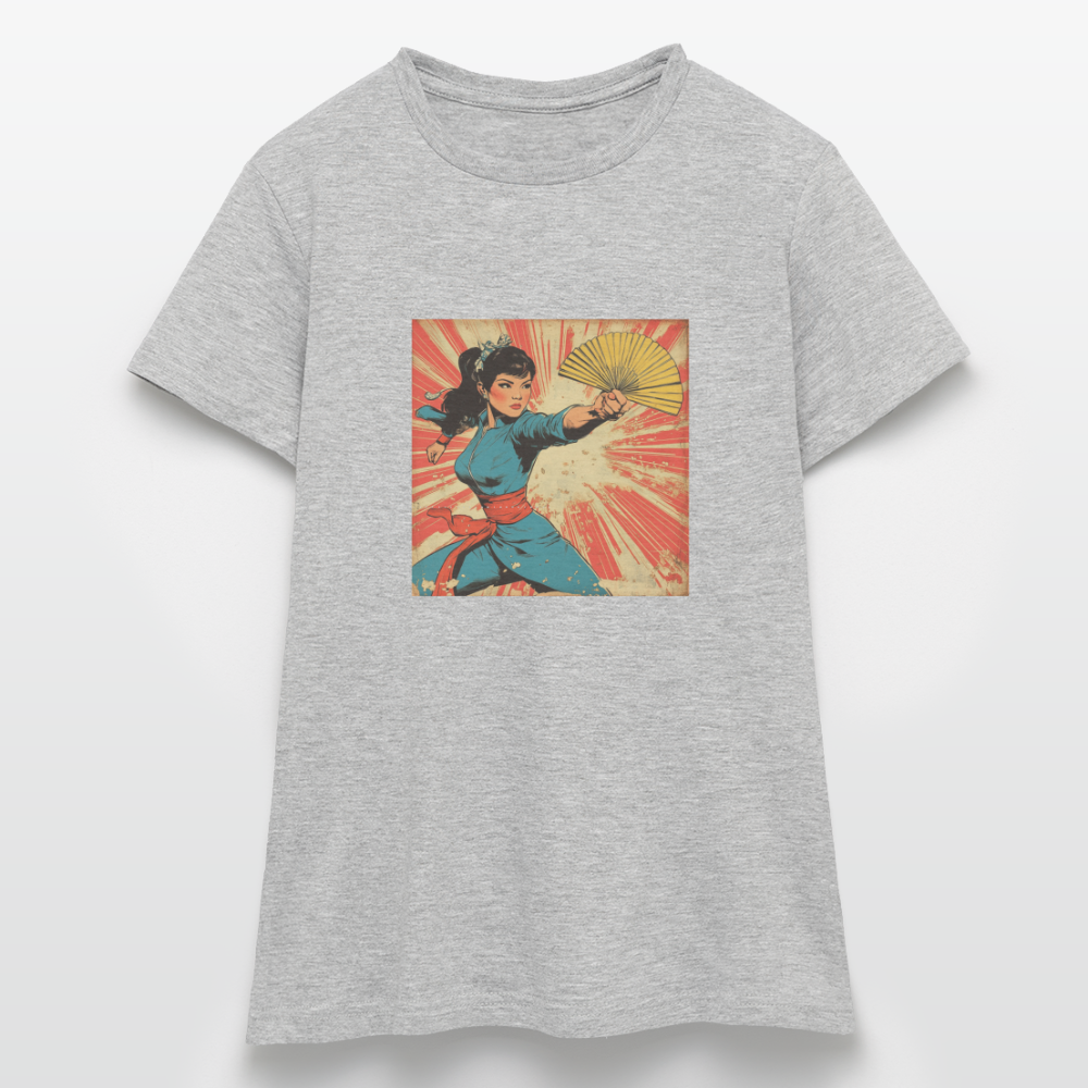 Solfjädern, T-shirt dam - gråmelerad