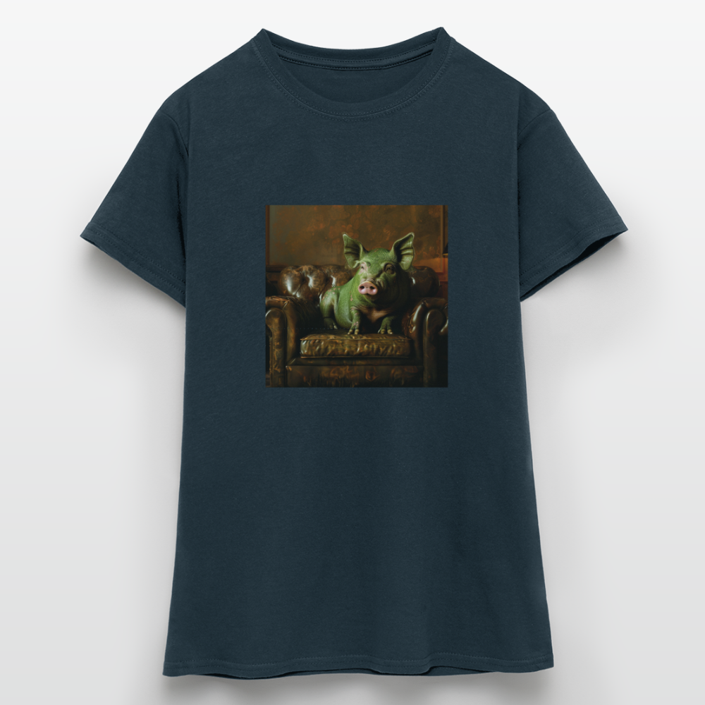 Grön Elegans, T-shirt dam - marinblå