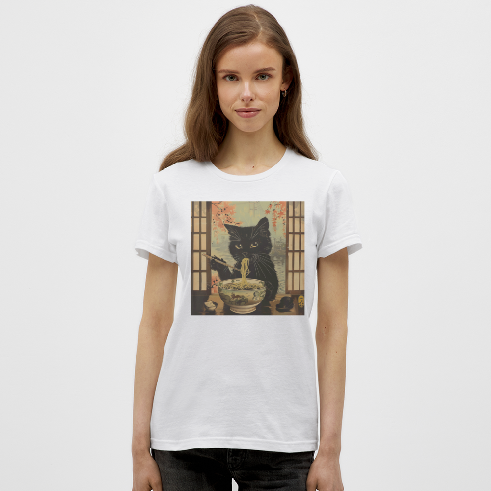 Ramenkatt, T-shirt dam - vit