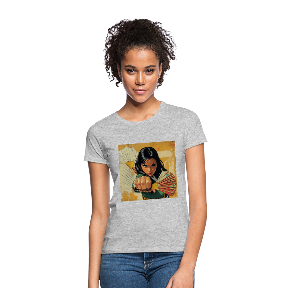 Blå Lotus , T-shirt dam - gråmelerad