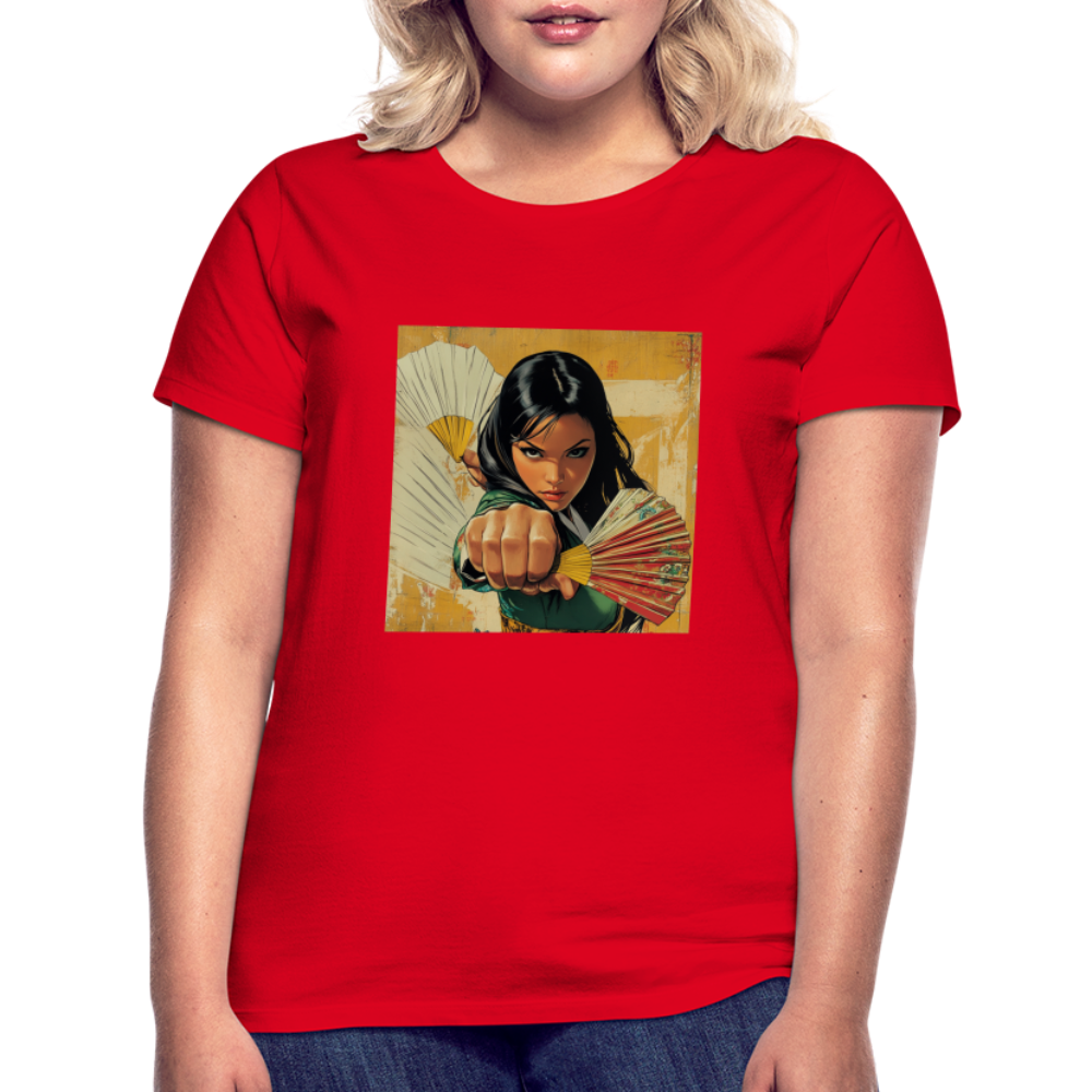 Blå Lotus , T-shirt dam - röd