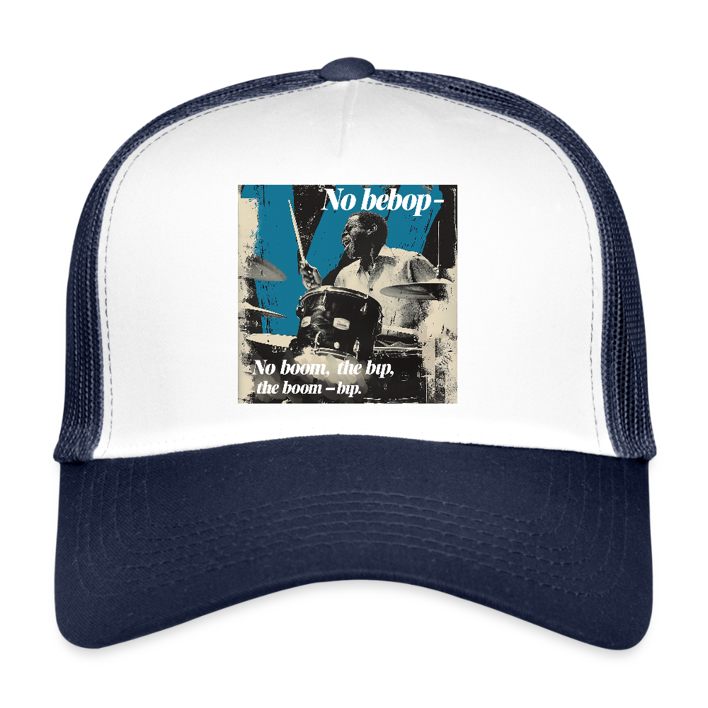 Push It Bebop, Trucker Cap - vit/marinblå