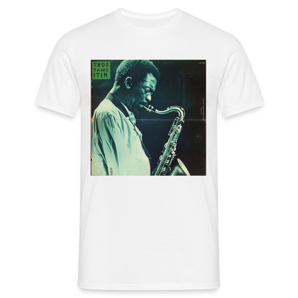 Gåtfull figur i jazzens underground, T-shirt herr - vit