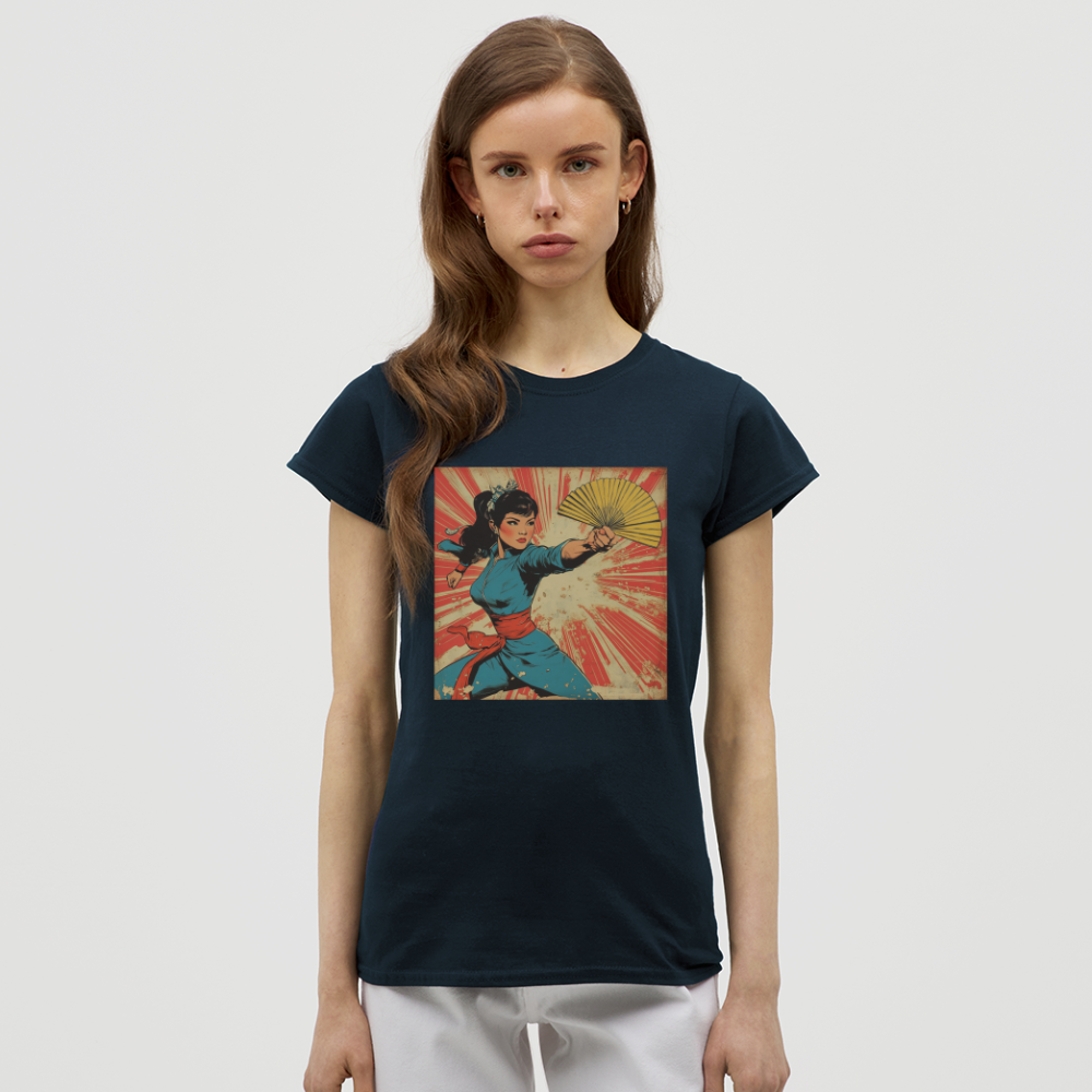 Solfjädern, T-shirt dam - marinblå