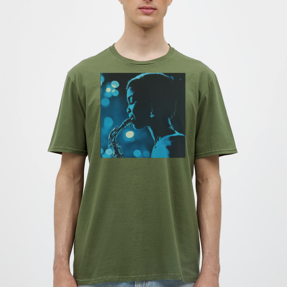 Blå toner i skymningen, T-shirt herr - Militärgrön