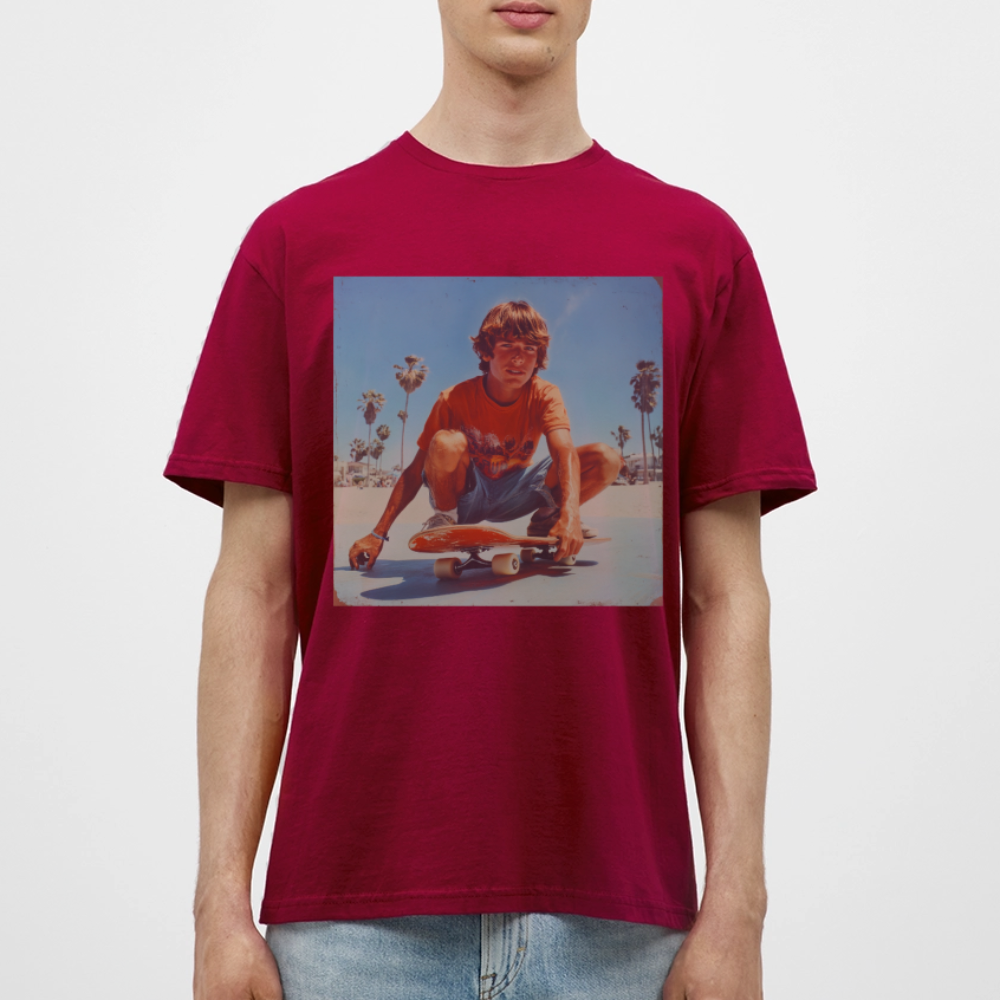 Sunset Vibes, 70s Style, T-shirt herr - tegelröd