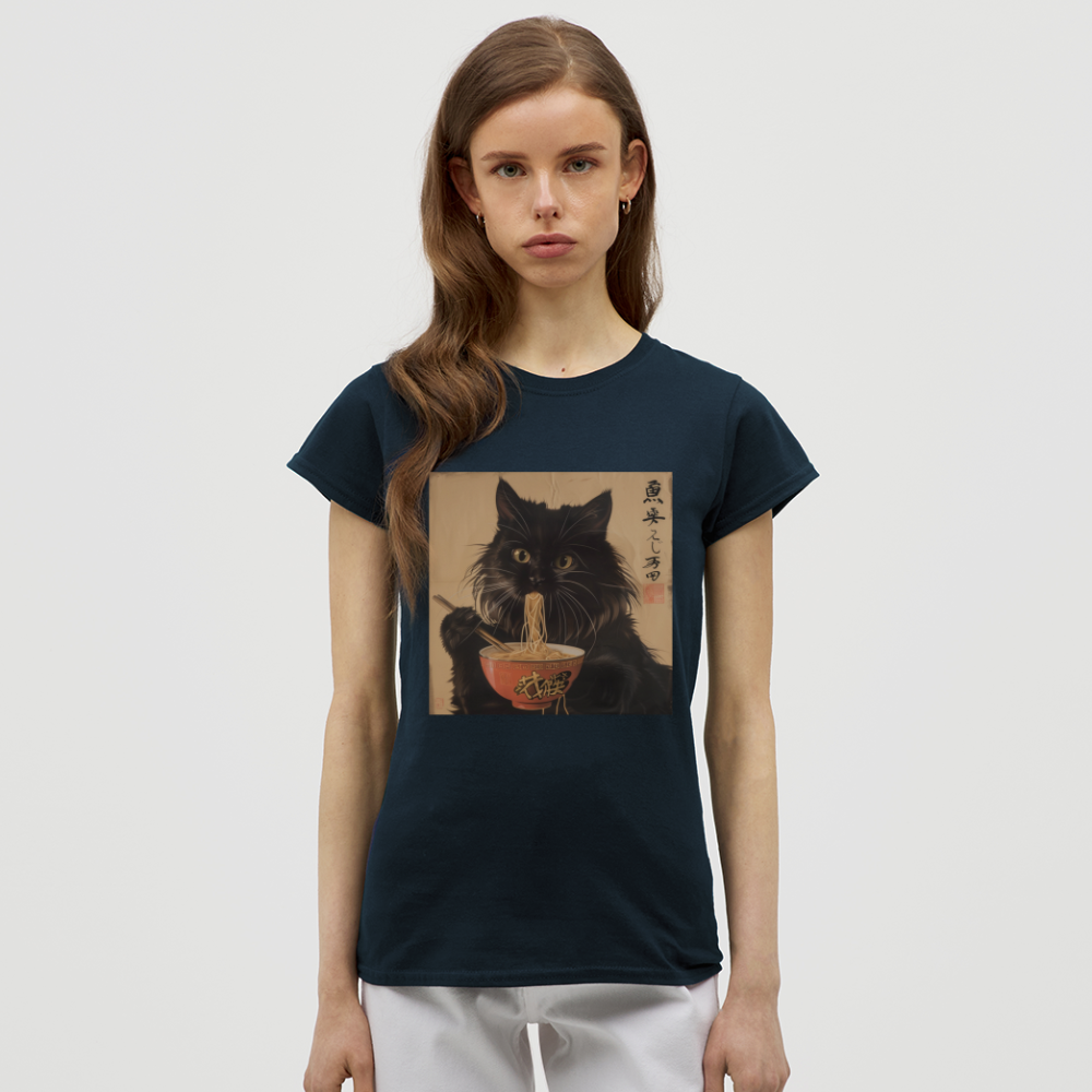 Kejsarens Katt och Ramens Hemlighet, T-shirt dam - marinblå