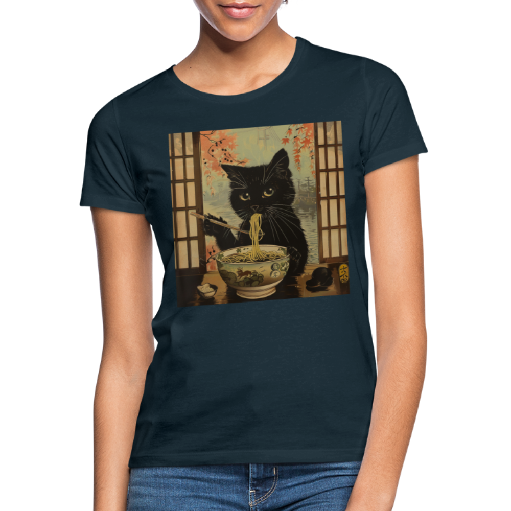 Ramenkatt, T-shirt dam - marinblå
