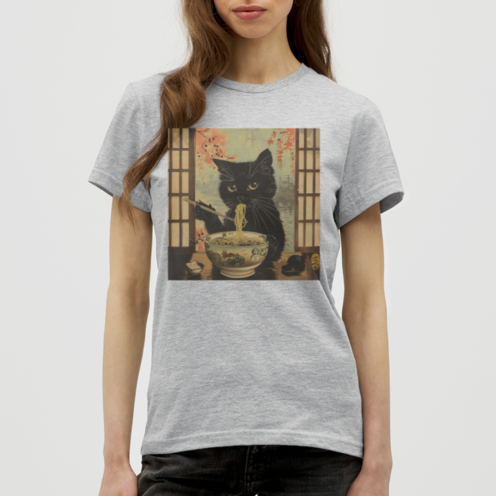 Ramenkatt, T-shirt dam - gråmelerad