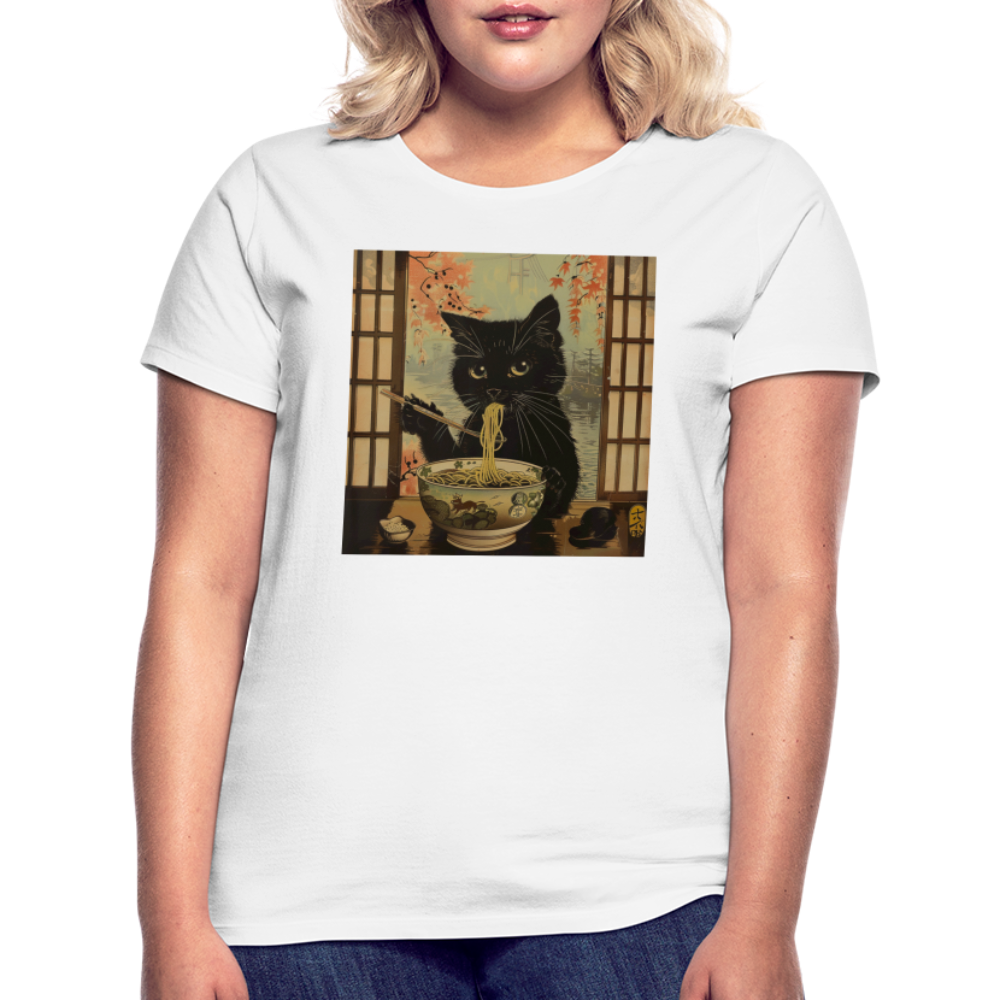Ramenkatt, T-shirt dam - vit