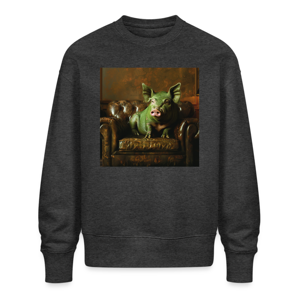 Grön Elegans, Ekologisk oversizetröja RADDER unisex från Stanley/Stella - mörkgråmelerad