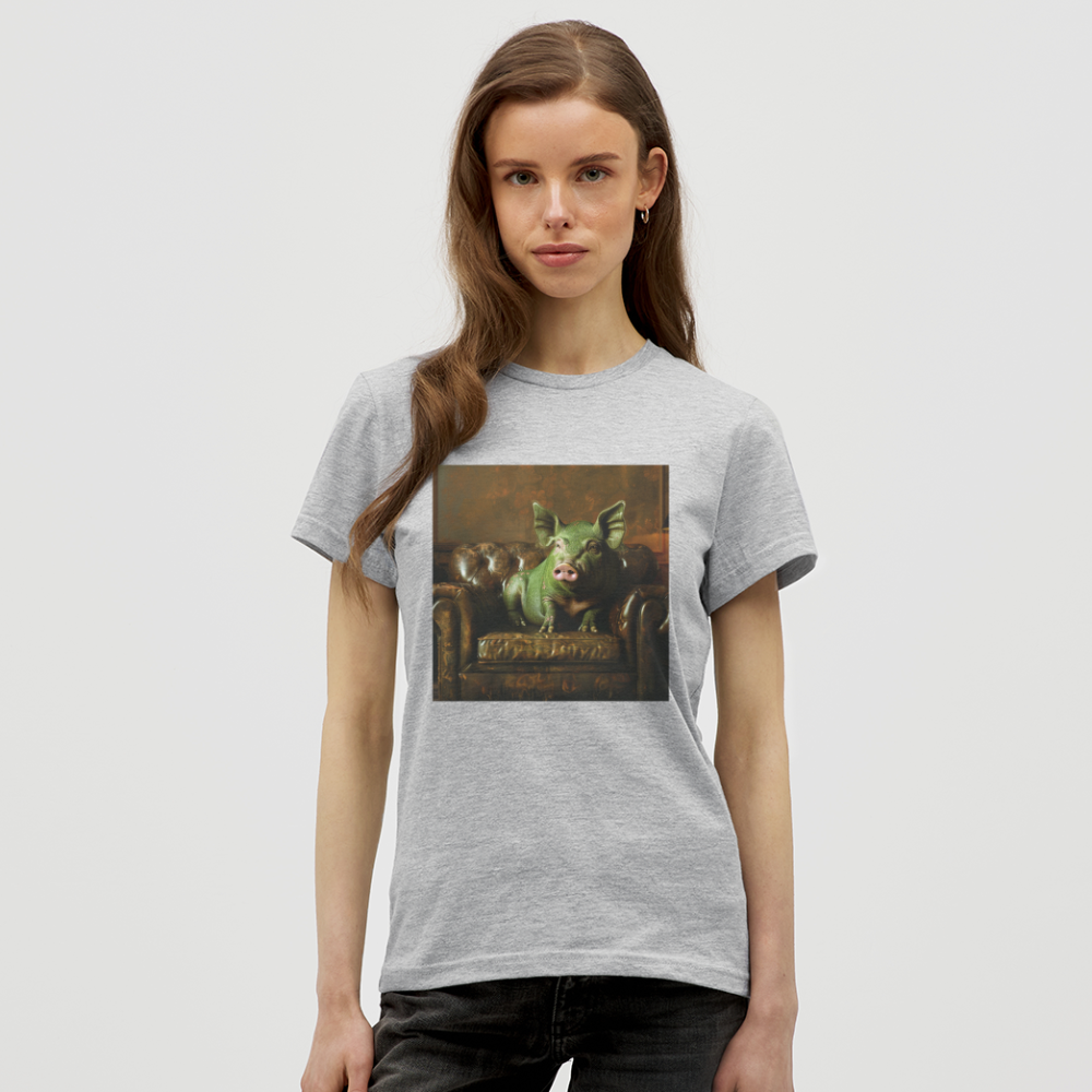 Grön Elegans, T-shirt dam - gråmelerad
