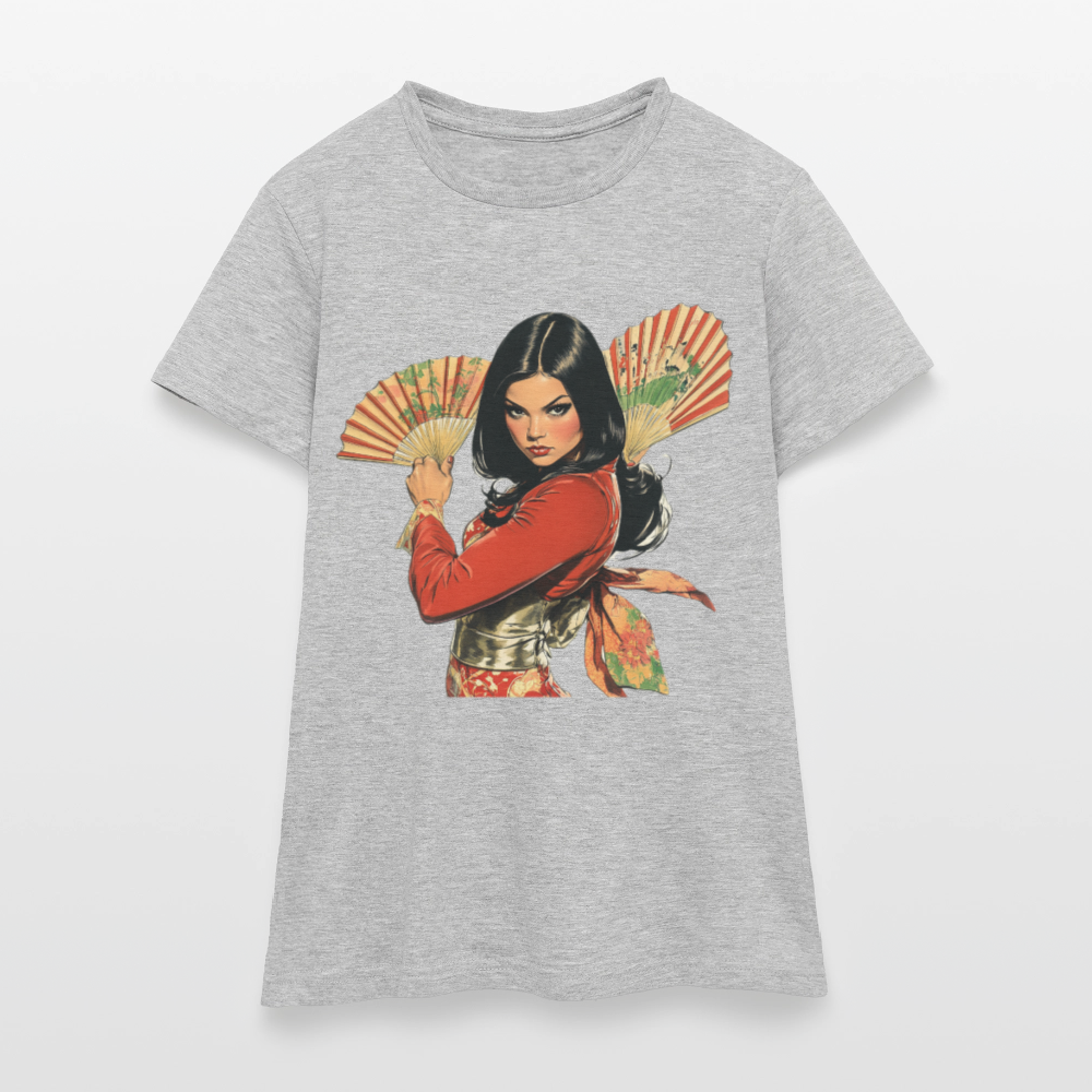 Dansen med Solfjädrar: Vindens krigare, T-shirt dam - gråmelerad