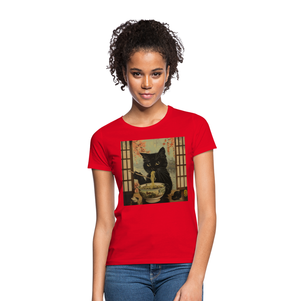 Ramenkatt, T-shirt dam - röd