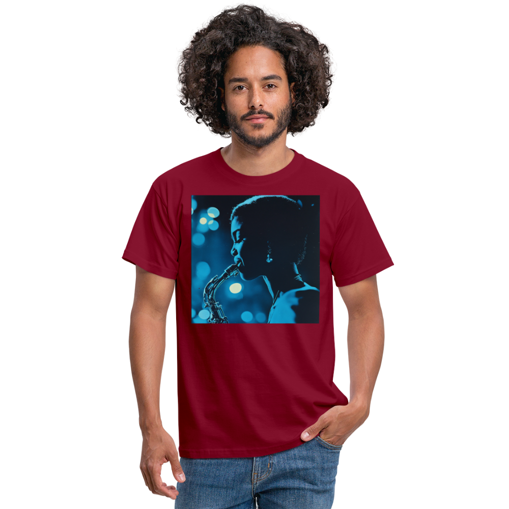 Blå toner i skymningen, T-shirt herr - tegelröd