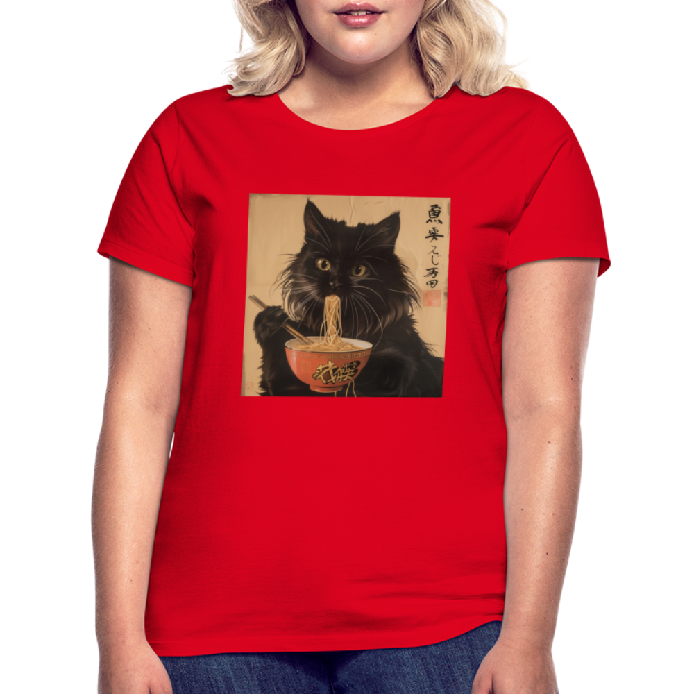 Kejsarens Katt och Ramens Hemlighet, T-shirt dam - röd