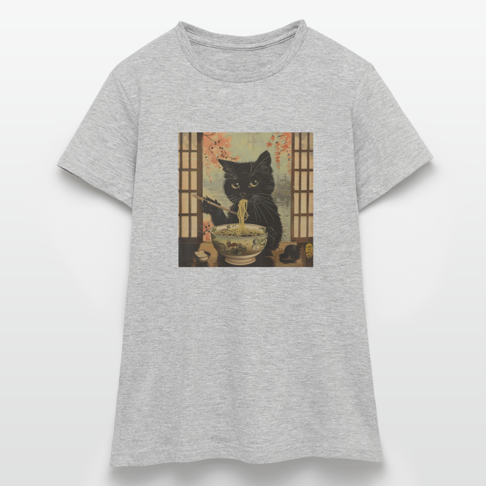 Ramenkatt, T-shirt dam - gråmelerad