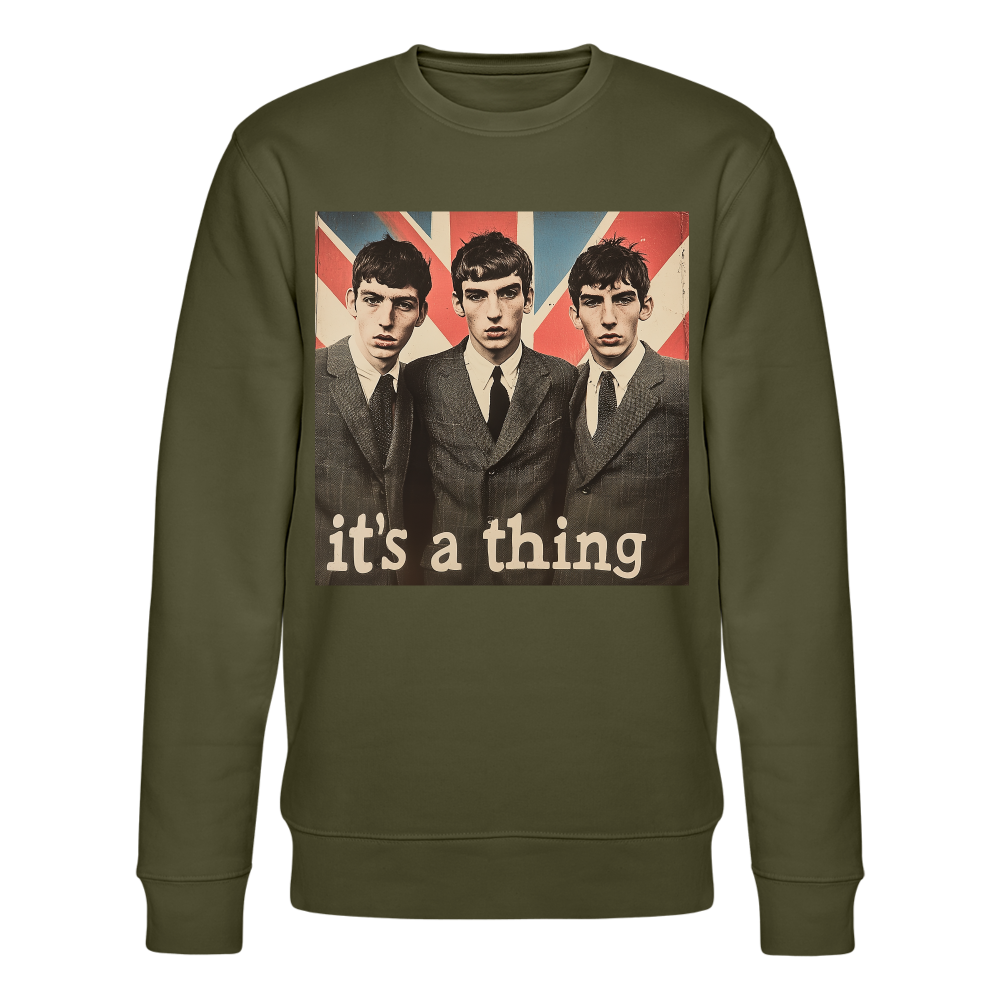 British, Bold & Unapologetic, Ekologisk sweatshirt CHANGER unisex från Stanley/Stella - kaki