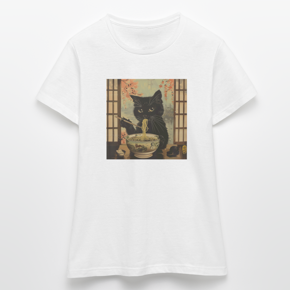 Ramenkatt, T-shirt dam - vit